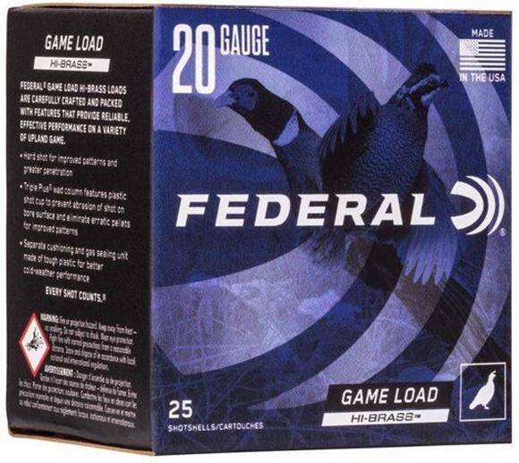 Picture of Federal Game-Shok Hi-Brass Game Load Shotgun Ammo - 20Ga, 2-3/4", 2-3/4DE, 1oz, #6, 25rds Box, 1220fps