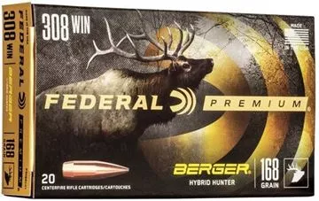 Picture of 308 Win, 168Gr, Berger Hybrid Hunter, 20rds Box