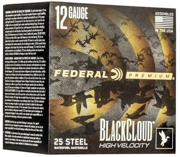 Picture of Federal Premium Black Cloud HV Steel Shotgun Ammo - 12Ga, 3", 1-1/8oz, #BB, 25rds Box, 1635fps, With Flitecontrol Flex Wad