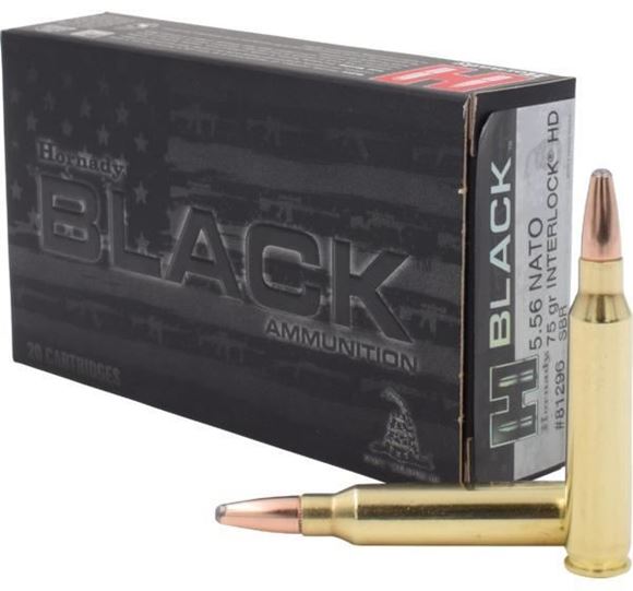 Picture of Hornady 81296 BLACK Rifle Ammo 5.56 NATO 75 Gr Interlock HD SBR, 20 Rnd