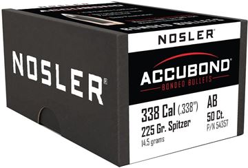 Picture of Nosler Bullets, AccuBond - 338 Caliber (.338"), 225Gr, Spitzer, 50ct Box