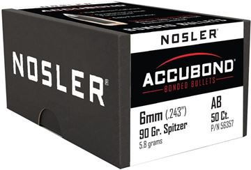 Picture of Nosler Bullets, AccuBond - 6mm Caliber (.243"), 90Gr, Spitzer, 50ct Box