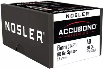 Picture of Nosler Bullets, AccuBond - 6mm Caliber (.243"), 90Gr, Spitzer, 50ct Box