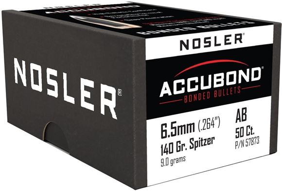 Picture of Nosler Bullets, AccuBond - 6.5mm Caliber (.264"), 140Gr, Spitzer Point, 50ct Box