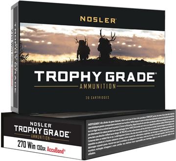 Picture of Nosler Trophy Grade Rifle Ammo - 270 Win, 130gr AccuBond, 20rds Box