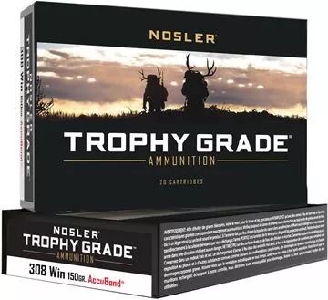 Picture of Nosler Trophy Grade Rifle Ammo - 308 Win, 150Gr, AccuBond, 20rds Box