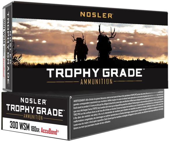 Picture of Nosler Trophy Grade Rifle Ammo - 300 WSM, 180Gr, AccuBond, 20rds Box