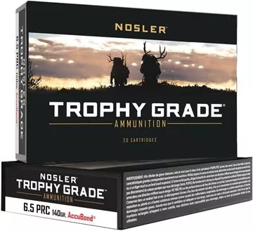 Picture of Nosler Trophy Grade Rifle Ammo - 6.5 PRC, 140gr, AccuBond, 20rds Box