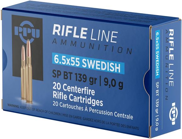 Picture of PPU PP6SWS Rifle Ammo 6.5x55 Swedish, SP, 139 Gr, 20 Rnd