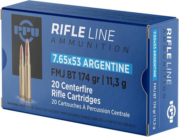 Picture of PPU PP7AS Rifle Ammo 7.65x53 Argentine SPBT 180 GR 20 Rnd