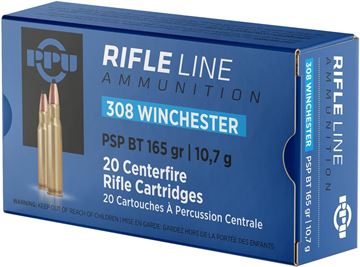 Picture of PPU PP3082 Rifle Ammo 308 Win, PSP BT, 165 Gr, 20 Rnd