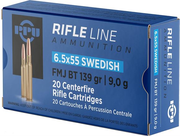 Picture of PPU PP6SWF Rifle Ammo 6.5x55 Swedish FMJ 139gr.