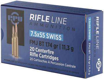 Picture of PPU PP7SF Rifle Ammo 7.5x55 Swiss FMJ 174 Gr, 20 Rnd