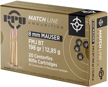 Picture of PPU PPM8 Rifle Ammo 8mm, Mauser FMJ, Match, 200gr 20 Rnds