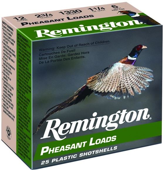 Picture of Remington Upland Loads, Pheasant Loads Shotgun Ammo - 12Ga, 2-3/4", 3-3/4 DE, 1-1/4oz, #5, 25rds Box, 1330fps