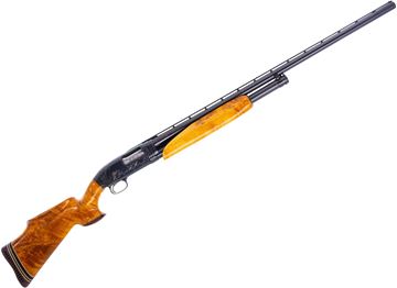Picture of Used Custom Winchester Model 12 Pump-Action Shotgun, 12Ga, 30" Barrel, Blued, Maple Stock, Engraved Receiver, Vent Rib, Mid Bead, Fixed Full Choke, Hard Case, Very Good Condition