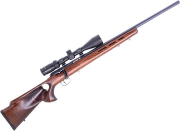 Picture of Used Savage 93R17 Bolt-Action Rifle, 17 HMR, 21" Barrel, Blued, Laminate Thumbhole Stock, Vortex Diamondback 4-16x42 Riflescope, 2 Magazines, Very Good Condition