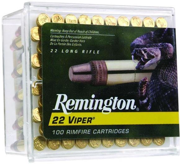Picture of Remington 21288 Viper Rimfire Ammo 22 LR, Hyper Velocity, Plated Truncated Cone Solid, 36 Gr, 100 Rnd