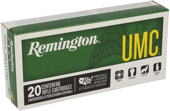Picture of Remington UMC Rifle Ammo - 223 Rem, 45Gr, JHP, 20rds Box