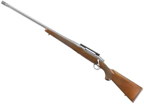 Picture of Ruger 57121 Hawkeye Hunter Bolt Action Rifle, Left Hand, 300 Win Mag, 24" Bbl, Stainless, Walnut Stock, 3+1 Rnd