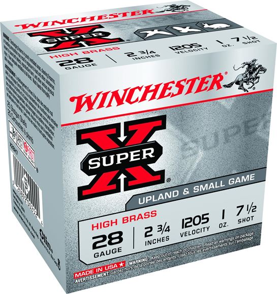 Picture of Winchester X28H7 Super-X Shotshell 28 GA, 2-3/4 in, No. 7-1/2, 1oz Max Dr, 1205 fps, 25 Rnd per Box