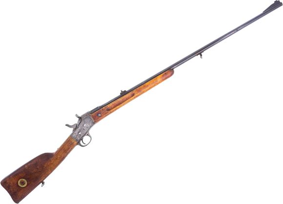 Picture of Used Remington M1867 Rolling Block Rifle, 8x58mmR Danish Krag, 33'' Barrel w/Sights, Sporterized Wood Stock, Metal is Worn And Pitted, Fair Condition