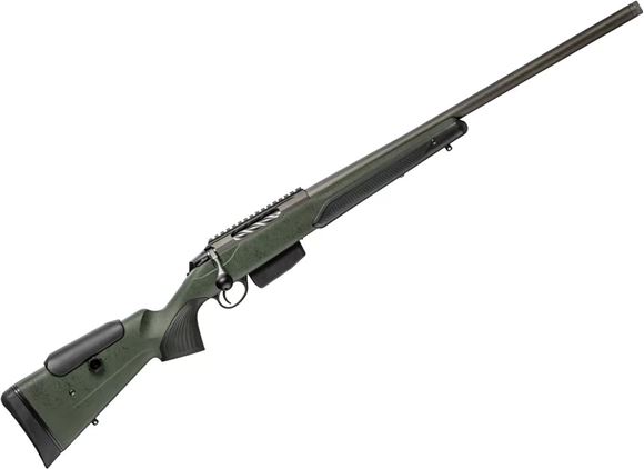 Picture of Tikka T3X Super Varmint Bolt Action Rifle - 223 Rem, 23.7'' Heavy Barrel, Stainless Steel Finish, Green Modular Synthetic Stock, Standard Trigger, 5rds, No Sights