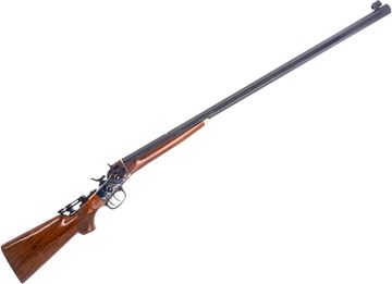 Picture of Used Pedersoli Rolling Block Single-Shot Rifle, 45-70 Gov't, 34" Heavy Octagon Barrel, Wood Stock, Tang Aperture Sight, Double Set Trigger, Scratch On Receiver, Otherwise Very Good Condition