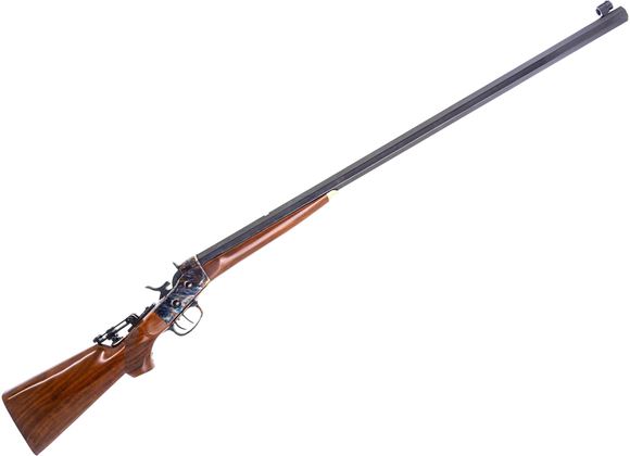 Picture of Used Pedersoli Rolling Block Single-Shot Rifle, 45-70 Gov't, 34" Heavy Octagon Barrel, Wood Stock, Tang Aperture Sight, Double Set Trigger, Scratch On Receiver, Otherwise Very Good Condition