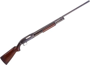 Picture of Used Winchester Model 12 Pump-Action Shotgun, 12Ga, 2-3/4", 30" Barrel, Wood Stock, 1954 Mfg, Fixed Full Choke,  Missfit Recoil Pad, Crack Behind Trigger Guard, Fair Condition