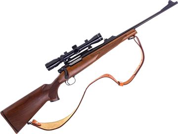 Picture of Used Remington Model 7 BDL Bolt-Action Rifle, 243 Win, 18.5" Barrel, Blued, Wood Stock, Tasco 3-9x32 Riflescope, Leather Sling, Good Condition