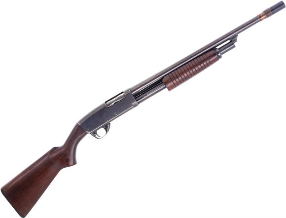 Picture of Used Stevens 77 Pump-Action Shotgun, 12 Ga, 2-3/4", 20" Barrel, Blued, Wood Stock, No Front Sight, Fixed Cylinder Bore, Good Condition